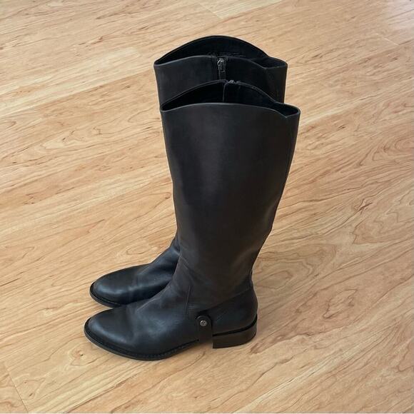 |Via Spiga| Black Leather Knee High Cody Riding Boots Size 7.5 - Picture 2 of 11